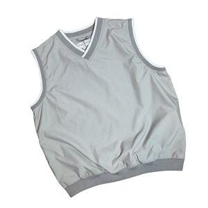 Consensus Golf Windbreaker Vest Mens M Beige Pullover V-Neck Lined Poly FLAW